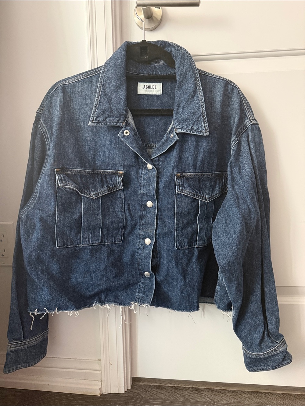 Agolde Raw-Hem Cropped Denim Shirt